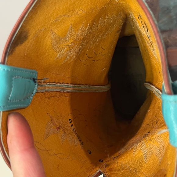 Lucchese 1883 Womens Western Boots - Teal and Brown Leather Size 8B - Picture 12 of 12